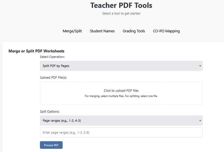 Options to split PDF by range, pages, or custom intervals